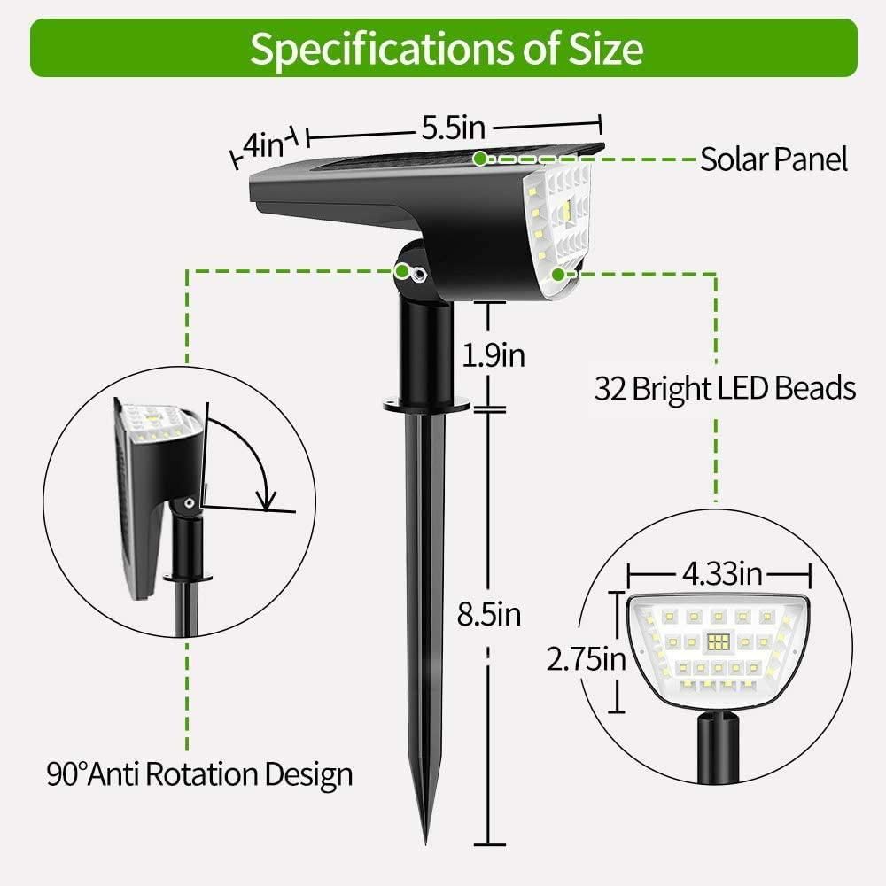Solar Spot Lights Landscape Wall Lights for Porch Yard A