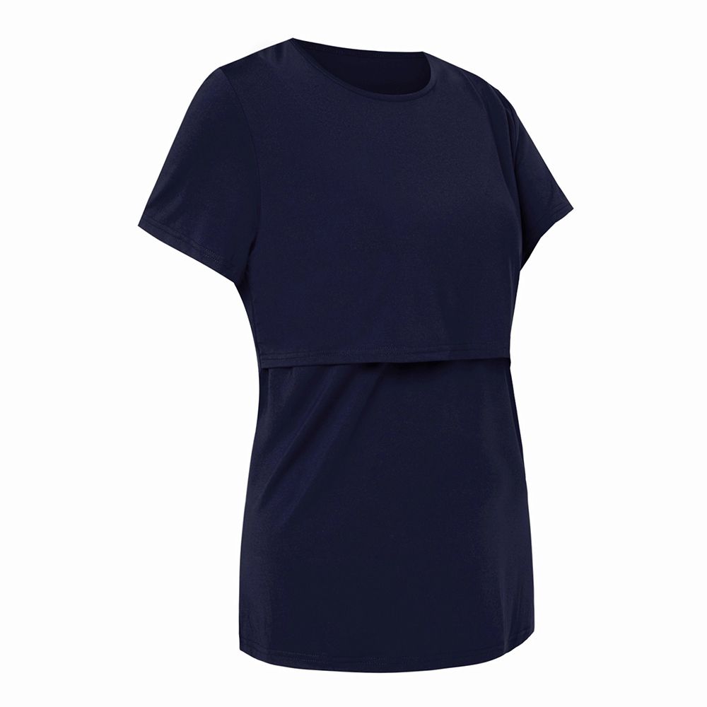 Nursing Breastfeeding Top T-shirt For Lactation Period Wear-Navy Blue