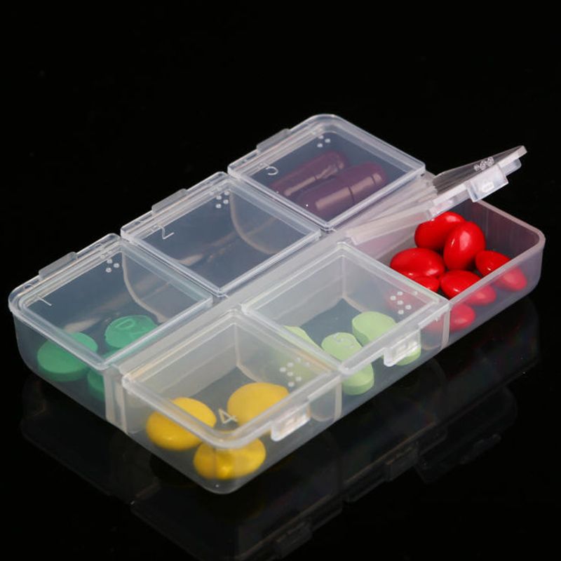 Braille Pill Cases 6 Cell Drugs Container Blind Tablets Storage Box Pills Organizer Stash Medicine Box Pharmacy Pillbox Transparent