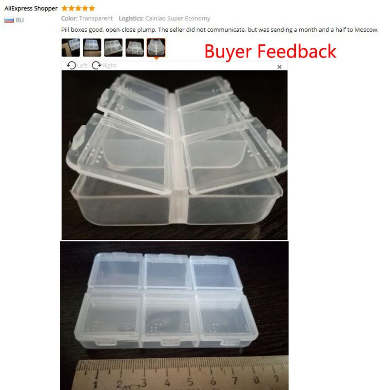 Braille Pill Cases 6 Cell Drugs Container Blind Tablets Storage Box Pills Organizer Stash Medicine Box Pharmacy Pillbox Transparent