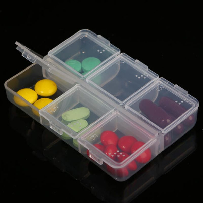 Braille Pill Cases 6 Cell Drugs Container Blind Tablets Storage Box Pills Organizer Stash Medicine Box Pharmacy Pillbox Transparent
