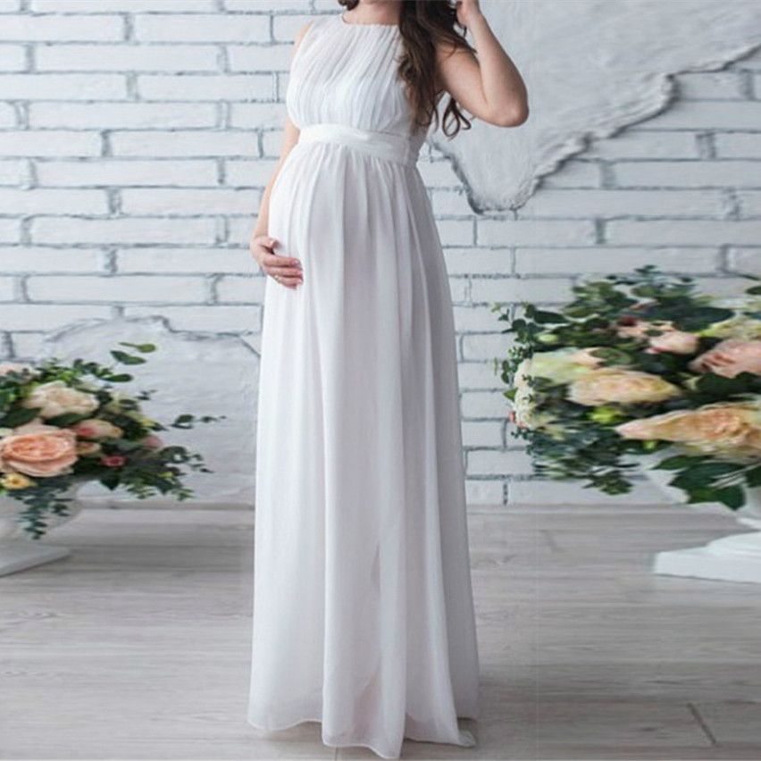 Pregnant Dress Women Sequin Short Sleeve V Neck Tulle Long