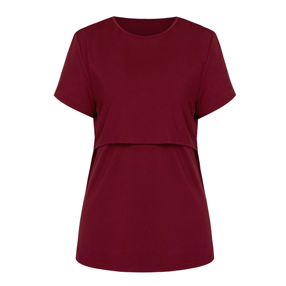 Nursing Breastfeeding Top T-shirt For Lactation Period Wear-Wine Red