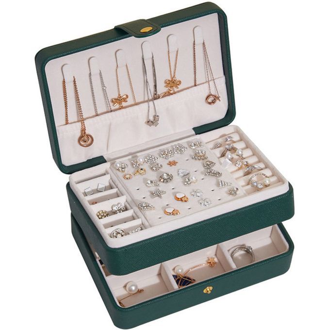 Double Jewelry Box (Does Not Include Any Jewelry) - Green