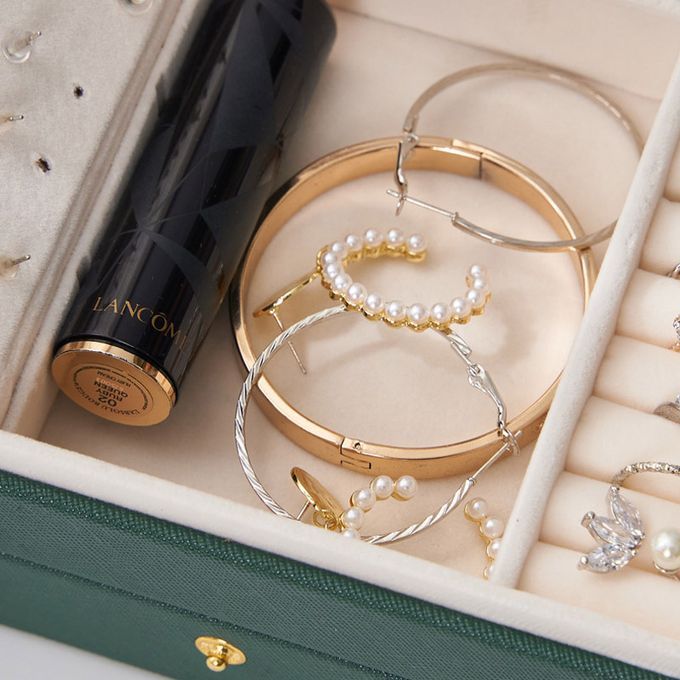 Double Jewelry Box (Does Not Include Any Jewelry) - Green