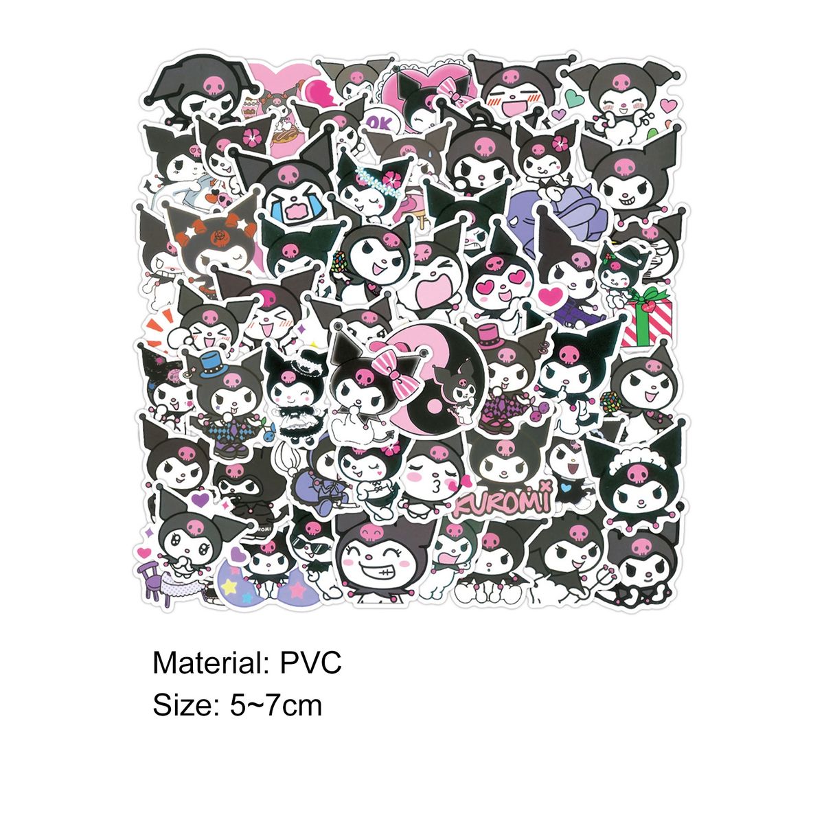 50PcsSet Kuromi Stickers Cute Cartoon Graffiti Decal Water B