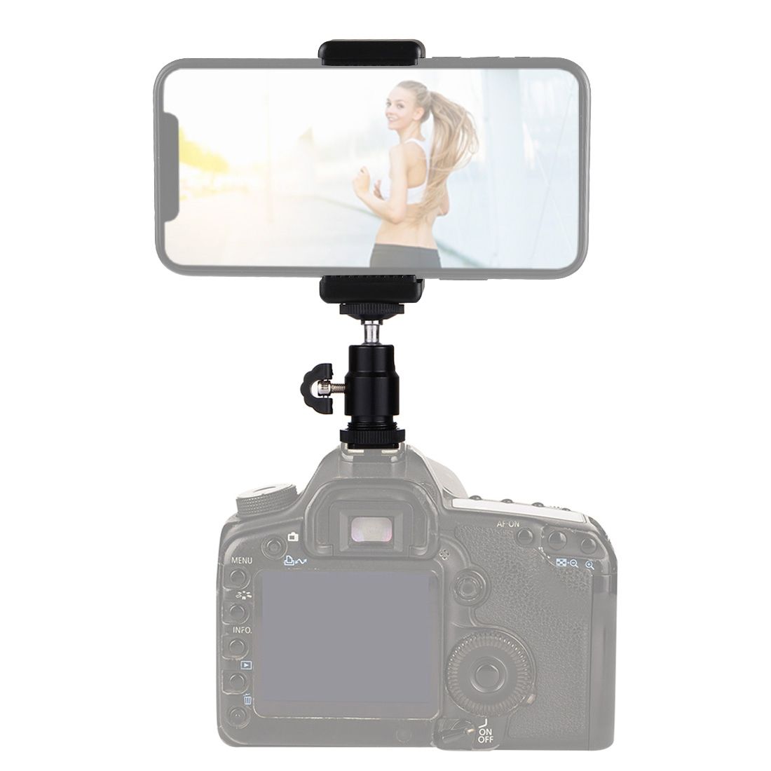 PULUZ 1/4 Inch Hot Shoe Tripod Head +  Tripod Stand Clamp For IPhone, Samsung, Huawei, HTC, 5.5cm - 8cm Width Smartphones