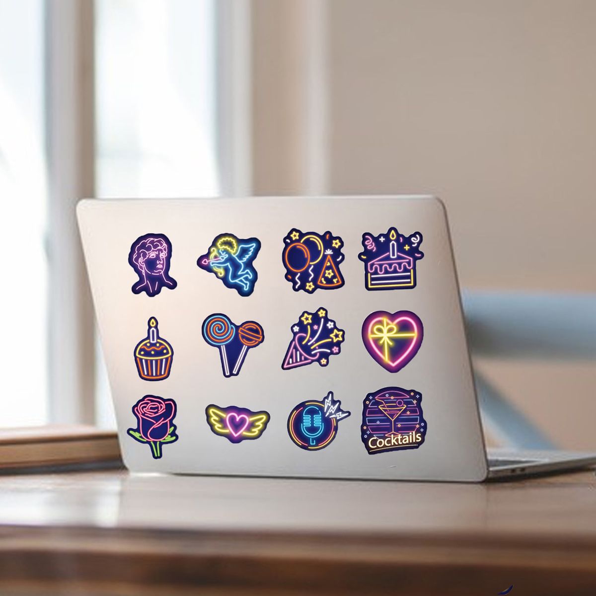 50PcsSet Laptop Stickers Neon Decals Decorative Water B