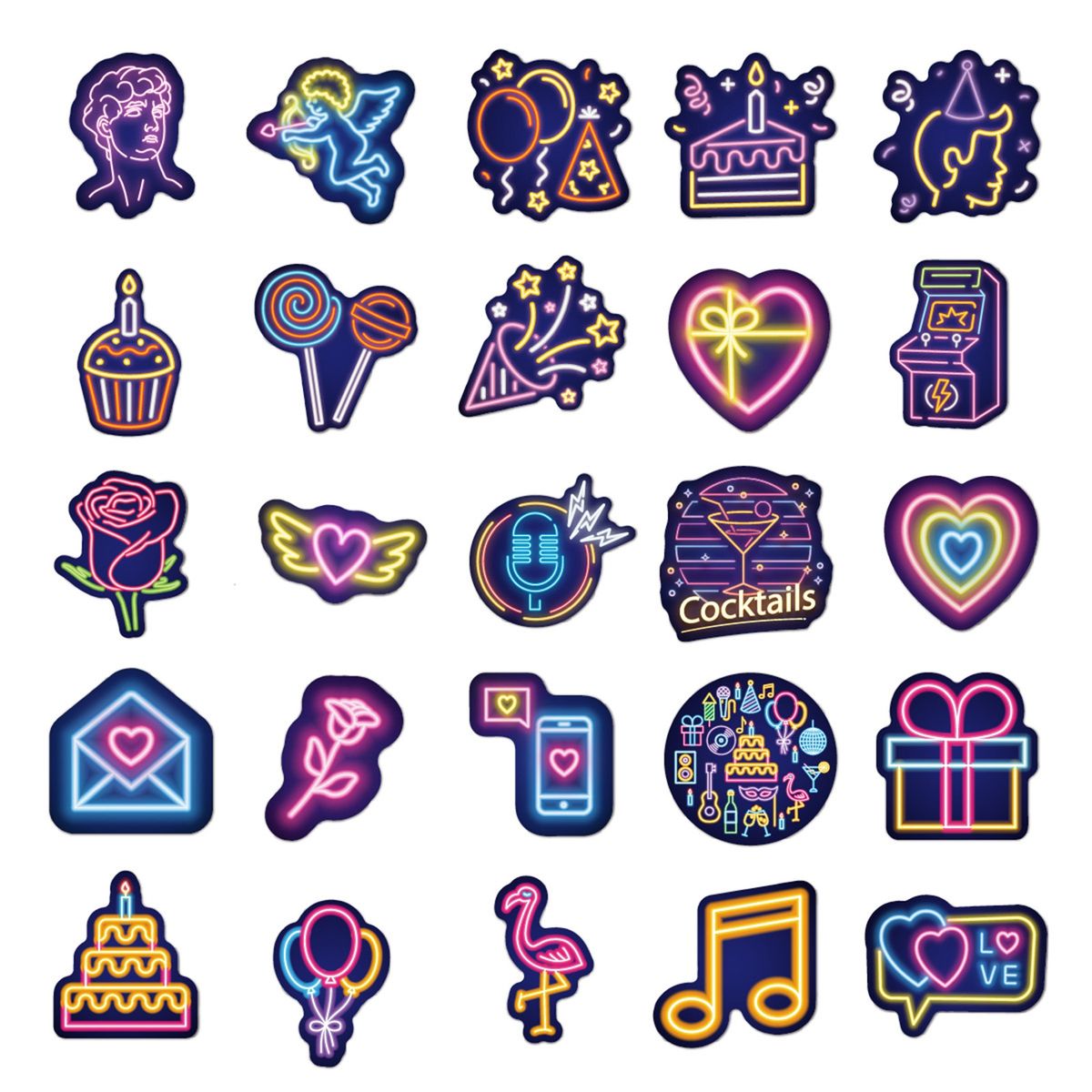 50PcsSet Laptop Stickers Neon Decals Decorative Water B