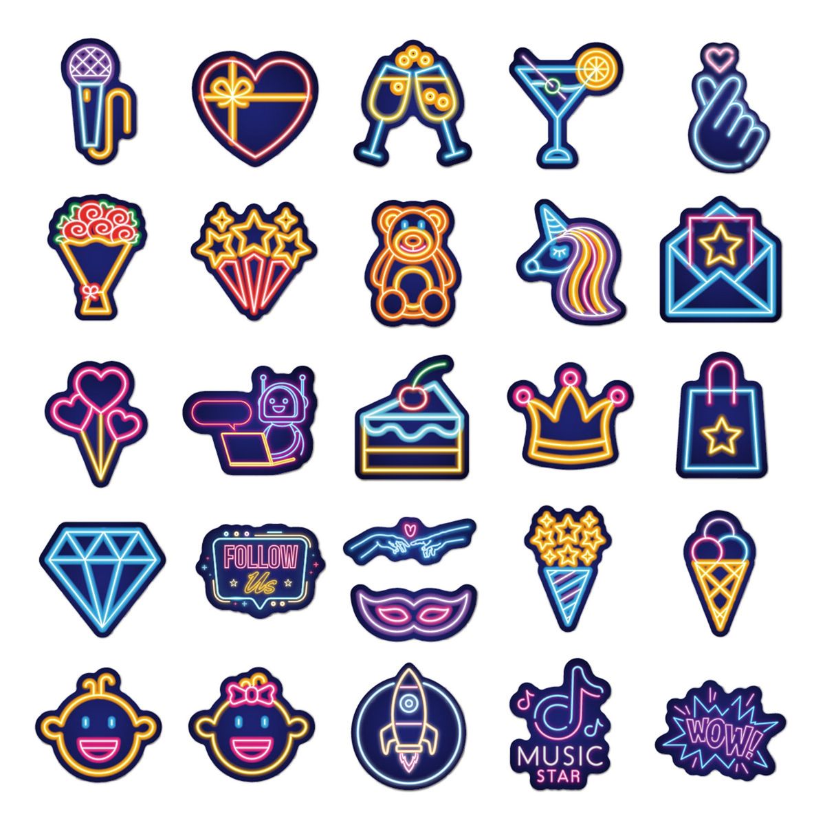 50PcsSet Laptop Stickers Neon Decals Decorative Water B