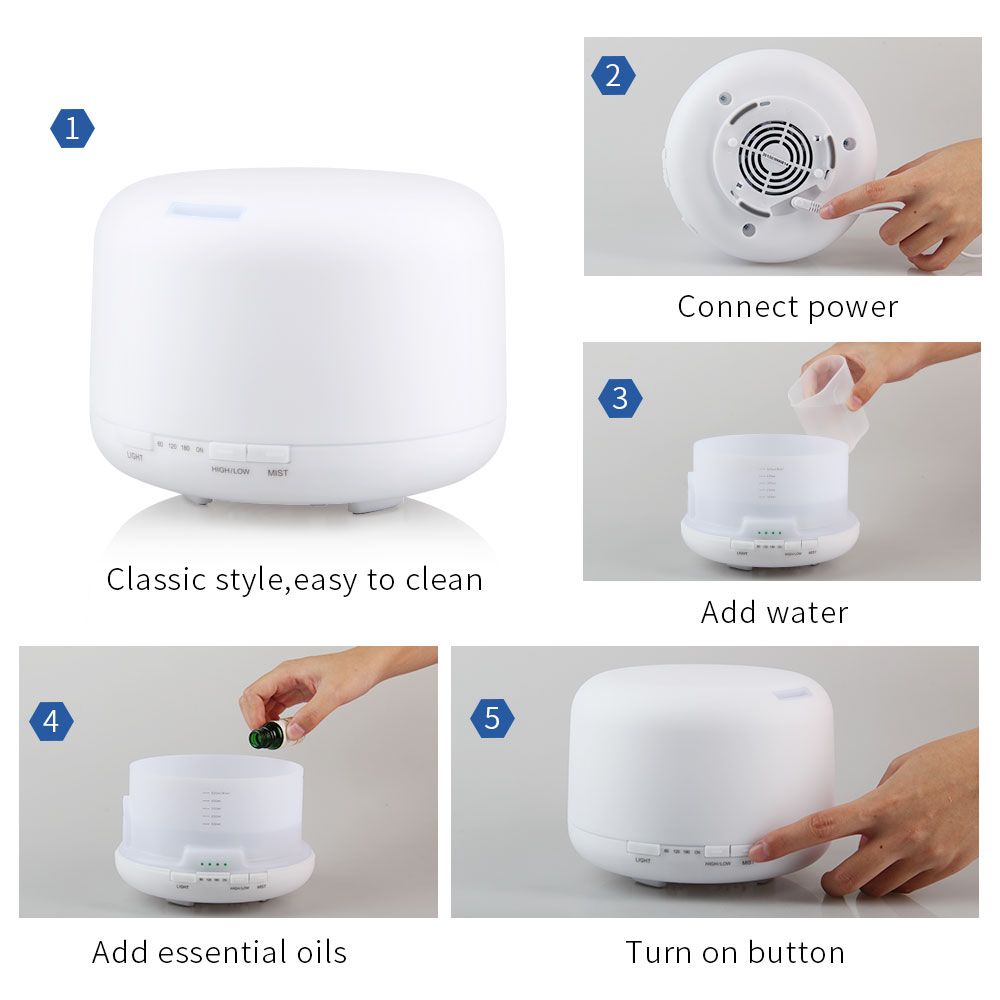 500ml Ultrasonic Air Humidifier Aroma Essential Oil Diffuser Aromatherapy Hmidificador 7 Color Change LED Night Light For Home