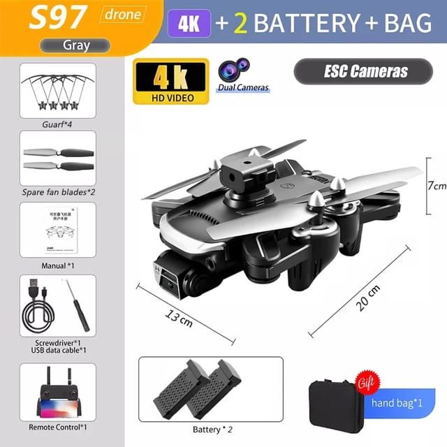 2022 Obstacle Avoidance Drone Dual Camera 4K HD Fpv WiFi Drone With 2 Batteries