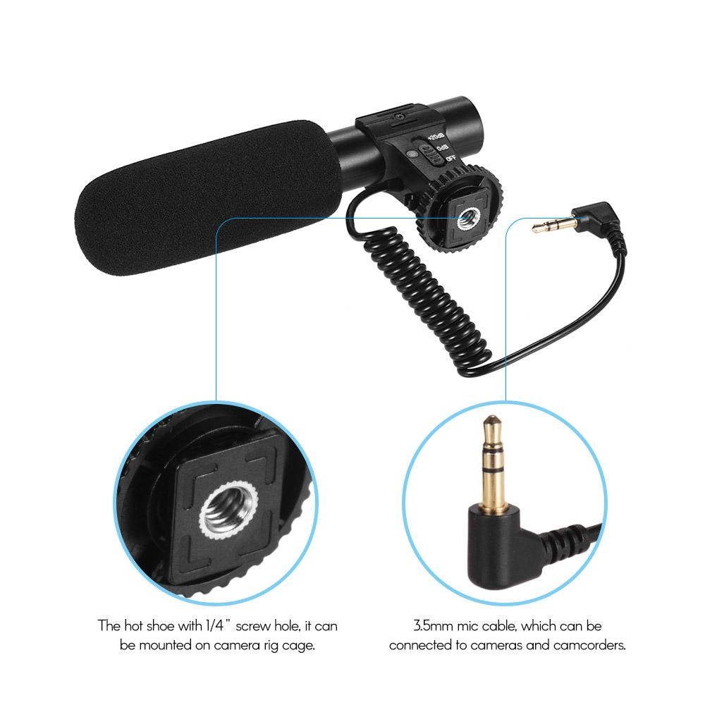 Camera Video Recording Microphone Super-Cardioid Pickup Mini Mic for Photography Interview Vlogging for Sony Canon Nikon Panasonic DSLR Camera Camcorder