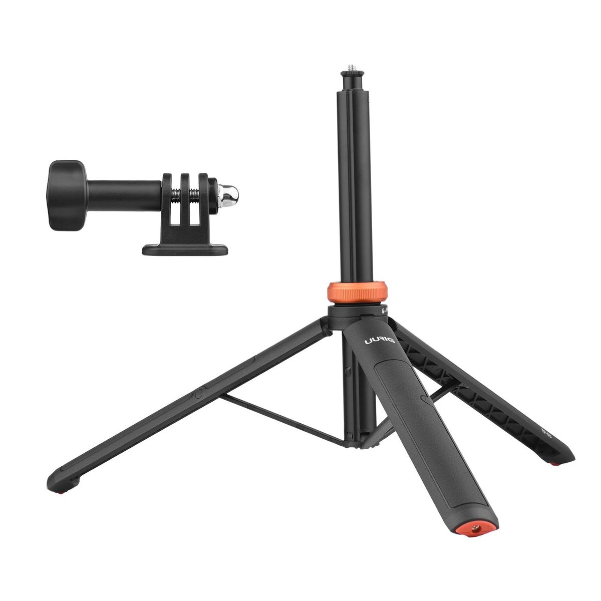 UURIG TP-03 Sports Camera Selfie Stick Tripod Stand Max. Length 122cm with 1/4 Inch Screw for Smartphone Action Camera Vlog Live Streaming Selfie Video Video Recording