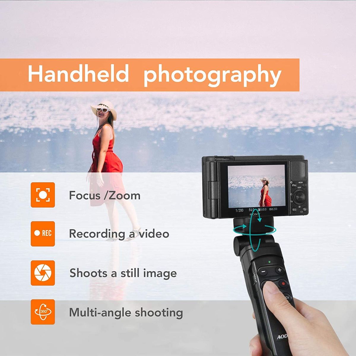RMT-P1Wireless Bluetooth Shooting Grip Tripod For Sony A7RV A7IV A7III A7C A6100 A6400 ZV1f ZVE10; Replace GP-VPT2BT