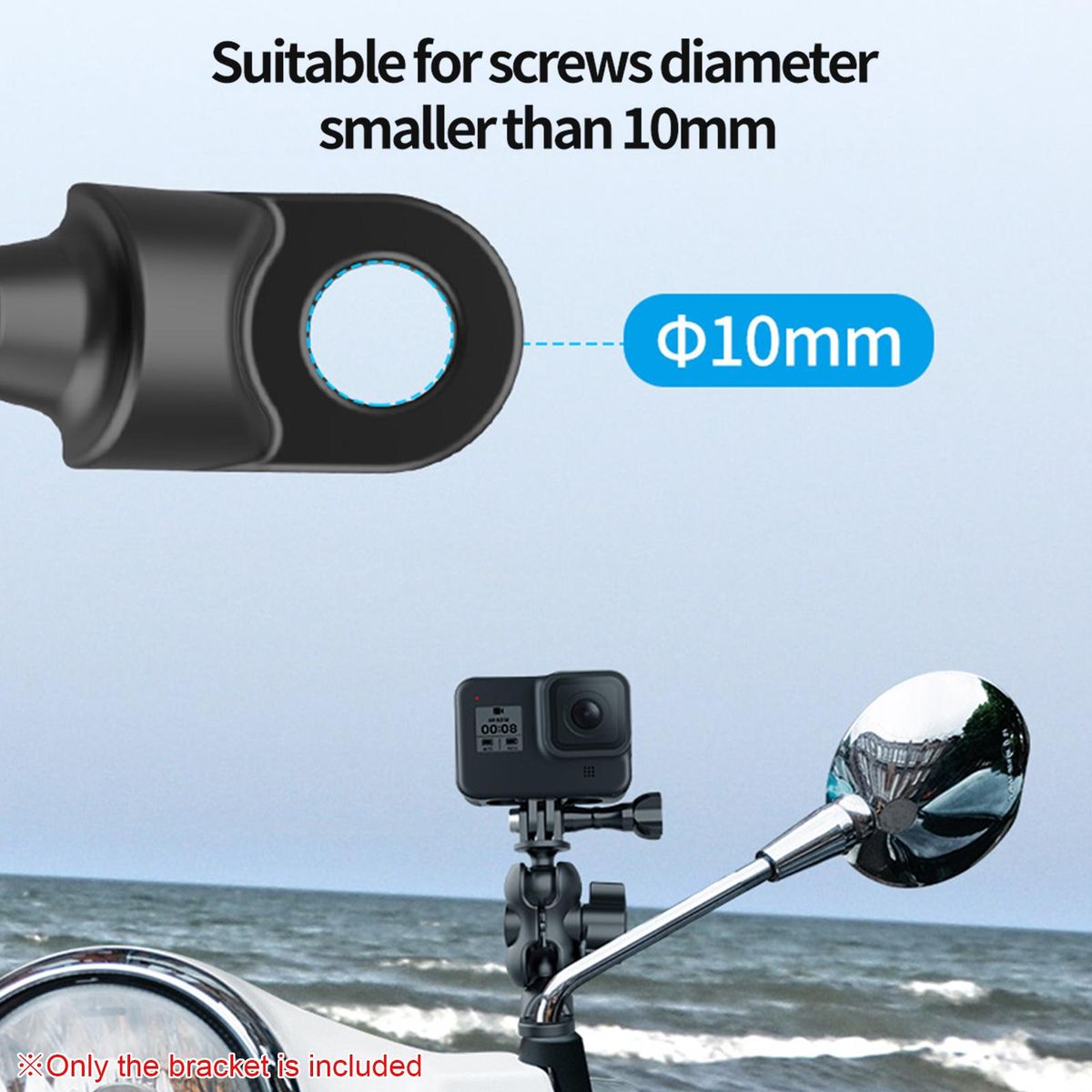 TELESIN Action Camera Motorcycle Rear-view Mirror Mounting Bracket 360° Rotation Action Camera Mount Adapter Replacement for GoPro Hero 11/10/9/8/7/6/5 Sports Cameras
