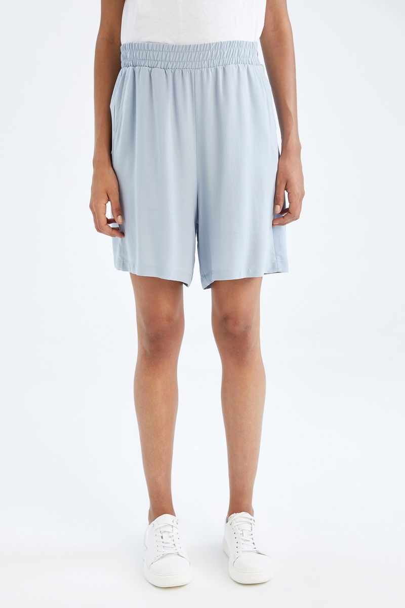Woman - Short Woven Maternity Bottoms - Blue