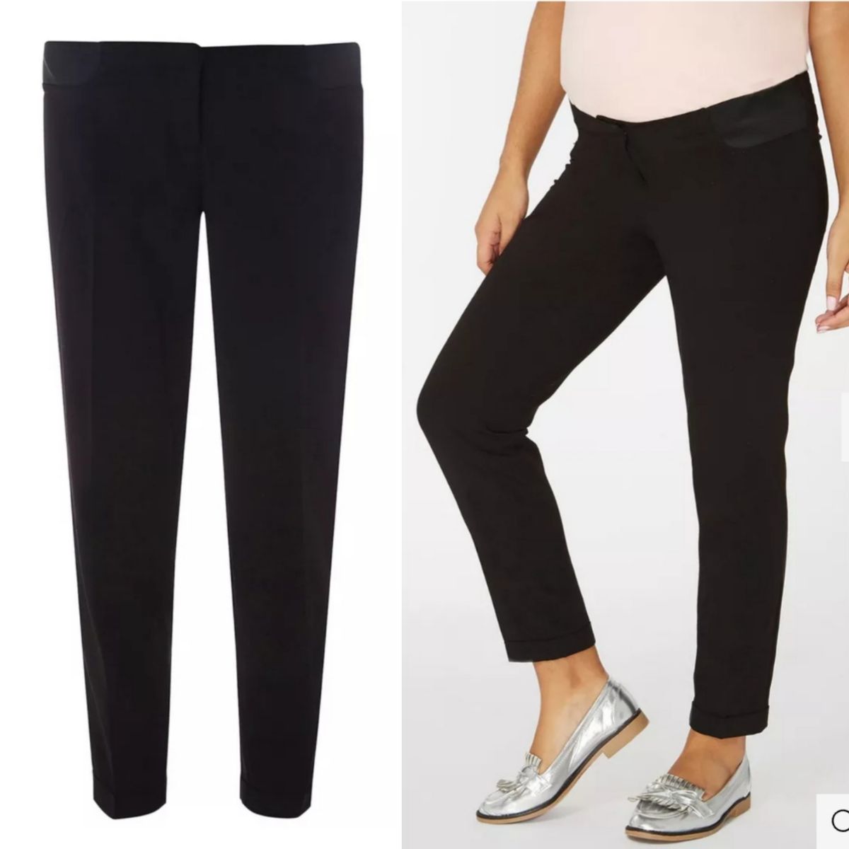 Naples Straight Leg Underbump Black Maternity Trousers