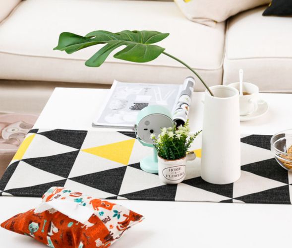 160cm DUNXDECO Table Runner Long Table Cover Fabric Modern Yellow Black Triangle Geometric Cotton Blend Mat Home Decoration