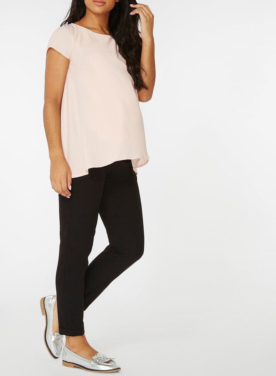 Under Bump Naples Straight Leg Black Maternity Trousers