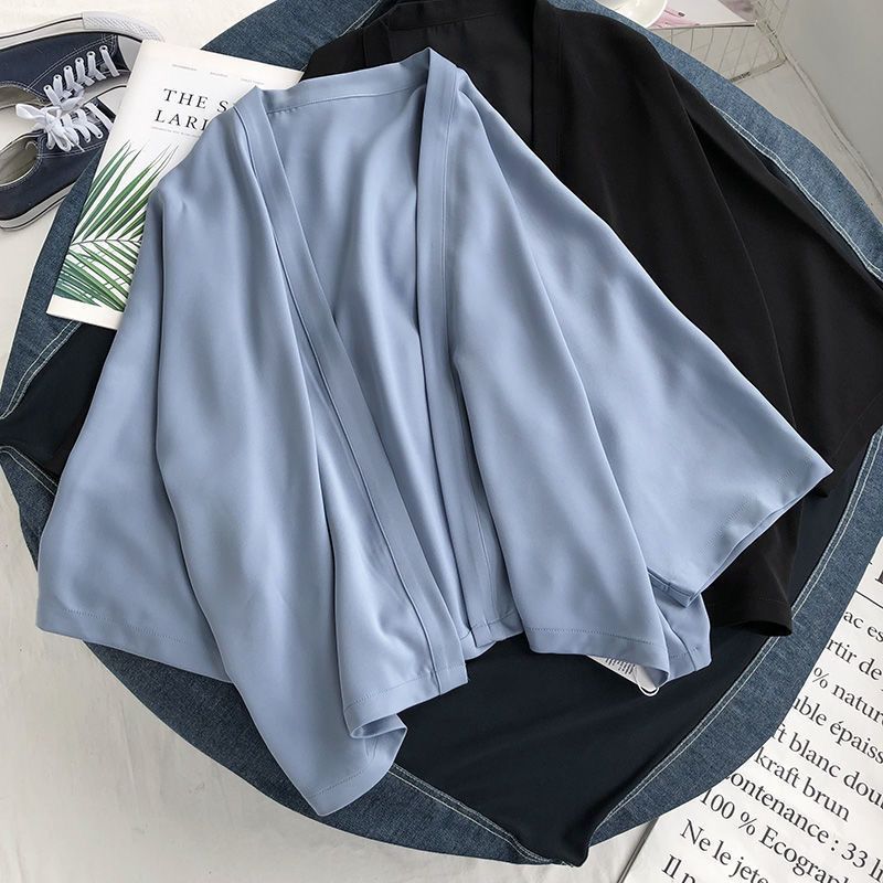(Blue)summer Chiffon Cover-ups Ladies Floral Shirts Blouses Bohemia Scarfs Beach Wear Kimono Dress For Women Swimsuit SMA