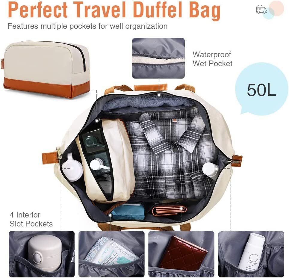 Lekebobor Weekender Bag For Women Canvas Overnight Large