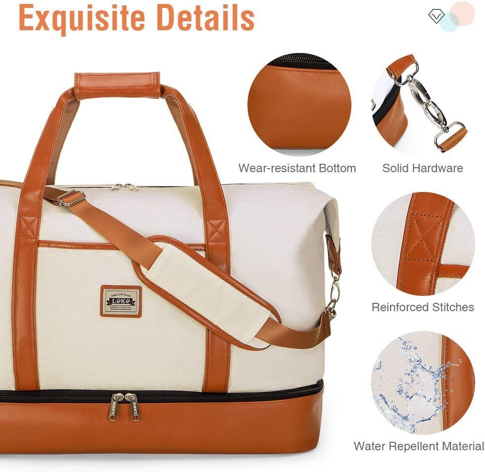 Lekebobor Weekender Bag For Women Canvas Overnight Large