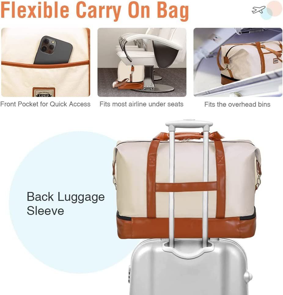 Lekebobor Weekender Bag For Women Canvas Overnight Large
