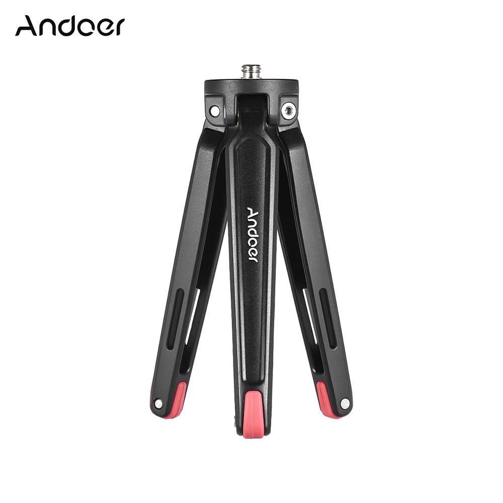 Andoer Mini Handheld Travel Desktop Tripod Camera Stand Holder Aluminum Alloy 11Lbs Load Capacity for DSLR Smartphone Action Sports Camera