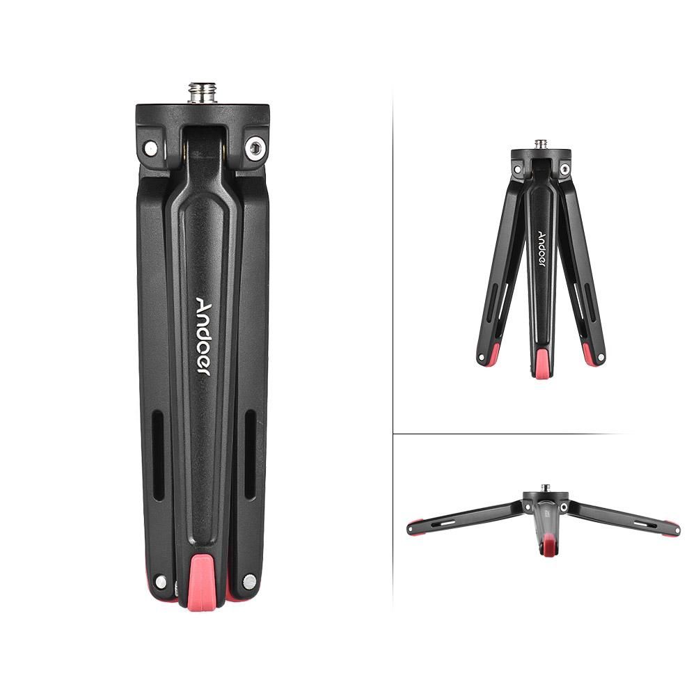 Andoer Mini Handheld Travel Desktop Tripod Camera Stand Holder Aluminum Alloy 11Lbs Load Capacity for DSLR Smartphone Action Sports Camera