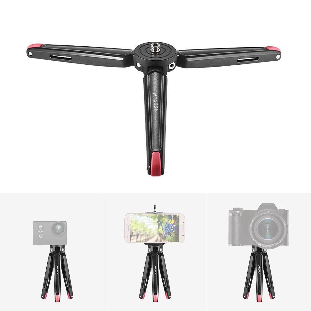 Andoer Mini Handheld Travel Desktop Tripod Camera Stand Holder Aluminum Alloy 11Lbs Load Capacity for DSLR Smartphone Action Sports Camera
