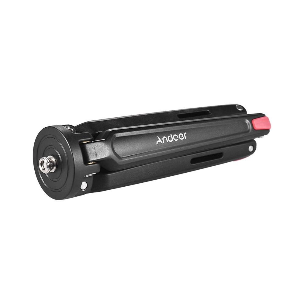 Andoer Mini Handheld Travel Desktop Tripod Camera Stand Holder Aluminum Alloy 11Lbs Load Capacity for DSLR Smartphone Action Sports Camera