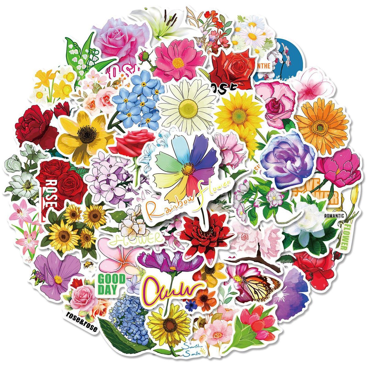 1 Set Flower Decals Handbook Laptop Decoration Graffiti Stickers