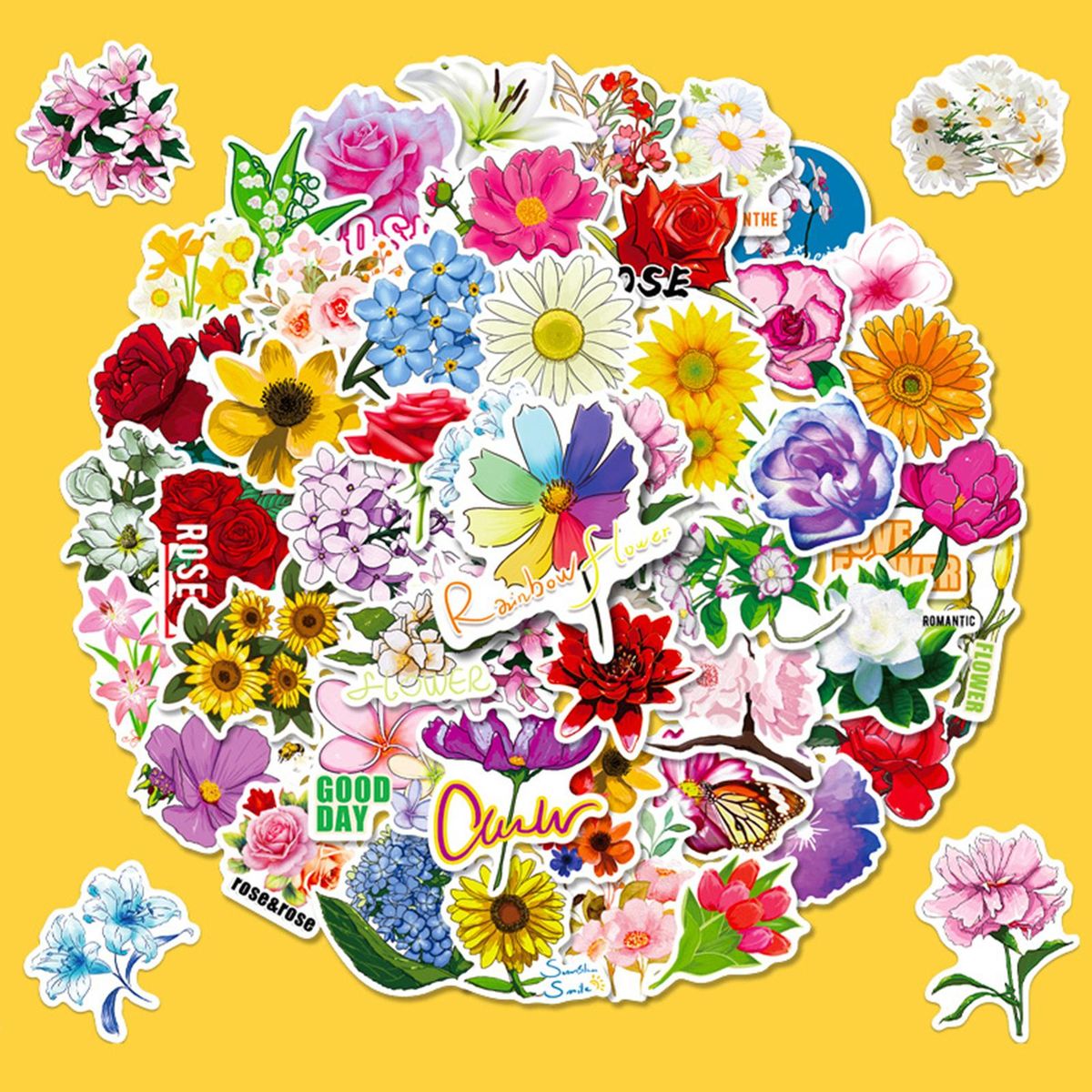1 Set Flower Decals Handbook Laptop Decoration Graffiti Stickers