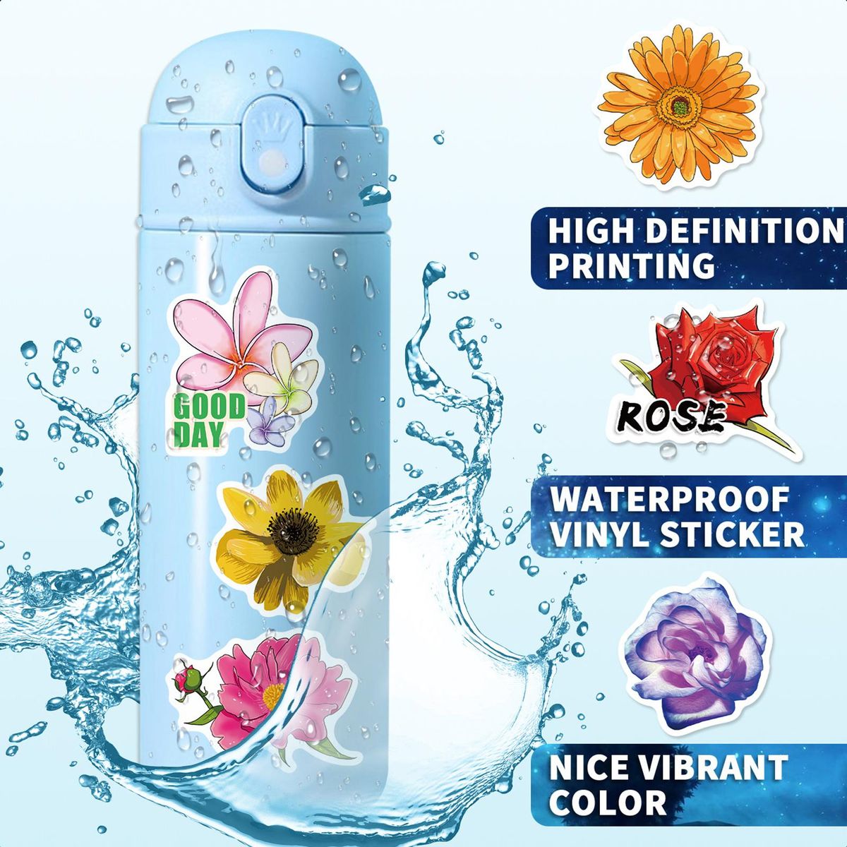 1 Set Flower Decals Handbook Laptop Decoration Graffiti Stickers