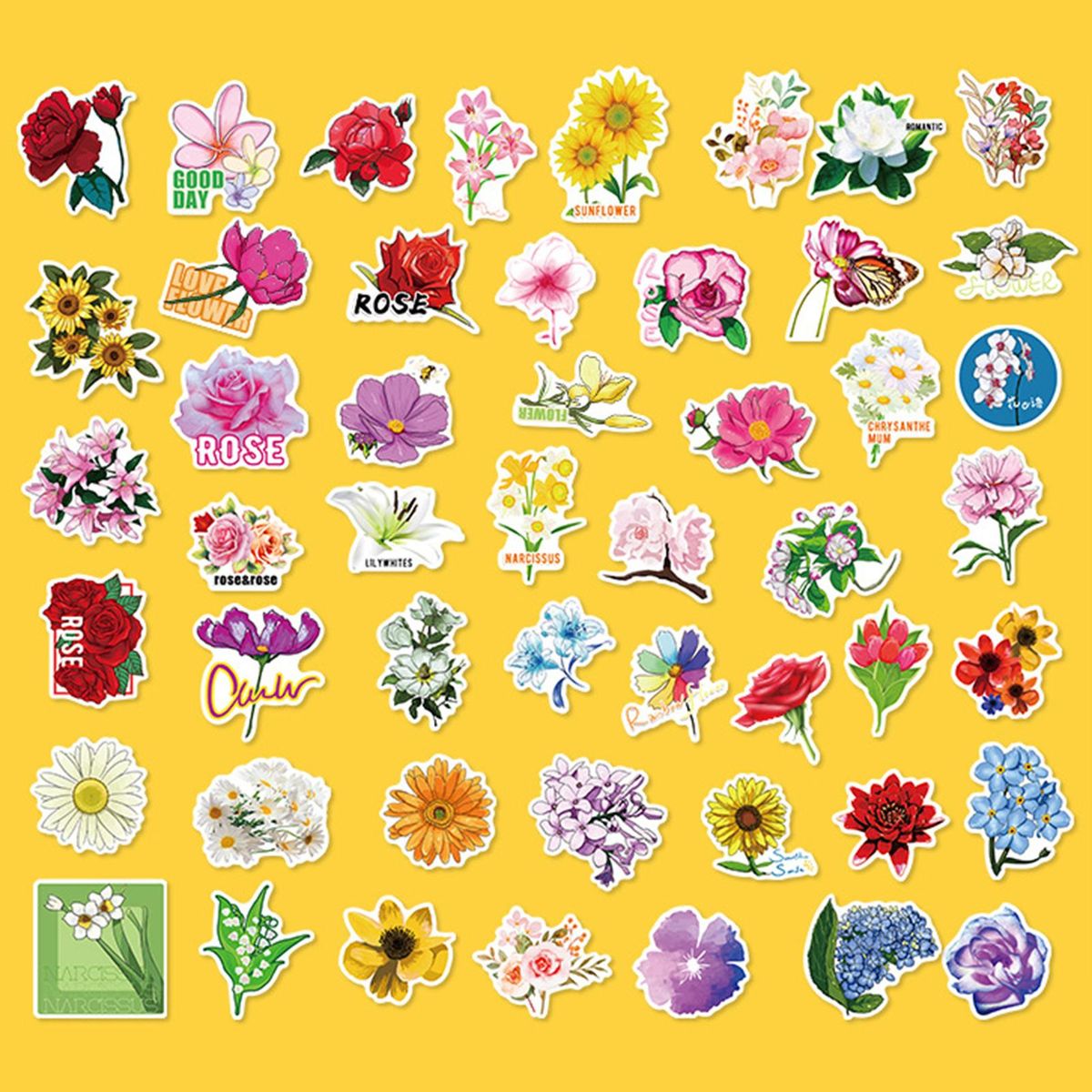 1 Set Flower Decals Handbook Laptop Decoration Graffiti Stickers