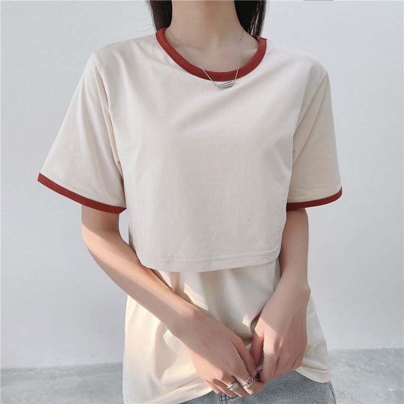 Summer Maternity Short-sleeved Breastfeeding T-shirt Nursing Tops Short Sleeve