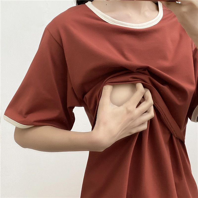 Summer Maternity Short-sleeved Breastfeeding T-shirt Nursing Tops Short Sleeve