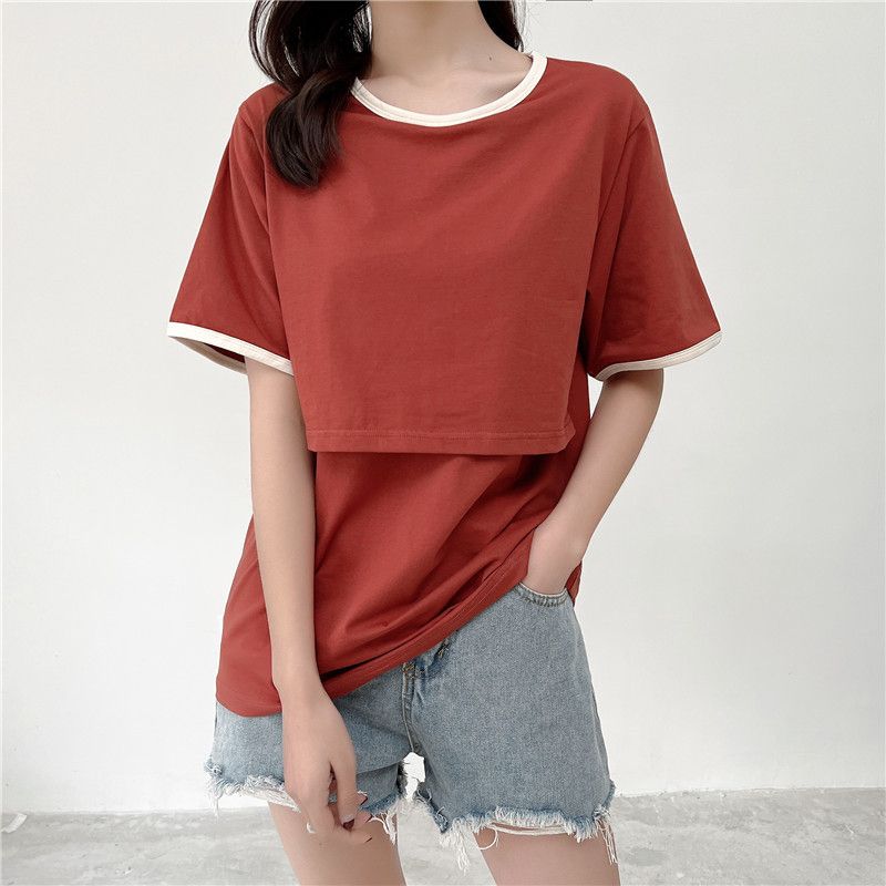 Summer Maternity Short-sleeved Breastfeeding T-shirt Nursing Tops Short Sleeve