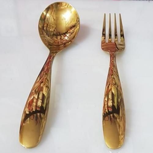 Gold Plated Stainless Steel Spoon (6 Pcs) & Fork (6Pcs)