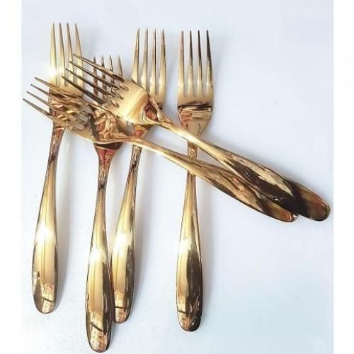 Gold Plated Stainless Steel Spoon (6 Pcs) & Fork (6Pcs)
