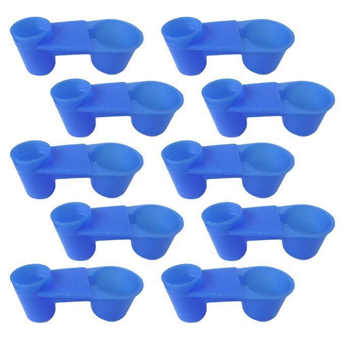 10pcs Plastic Bird Drinker Feeder Cups Parrot Water Bottle Feeder Blue