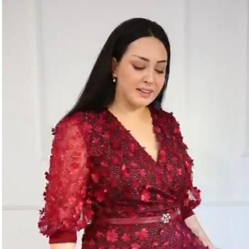 Turkey Lacey V Neck Over Knees Dress-Wine