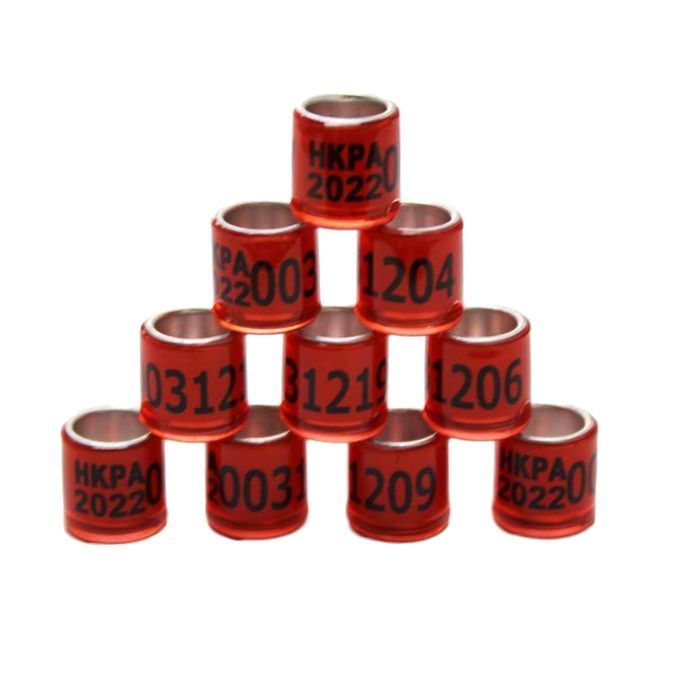 100x 2022 Aluminium Bird Racing Pigeon Leg Rings Bands 8mm For Red