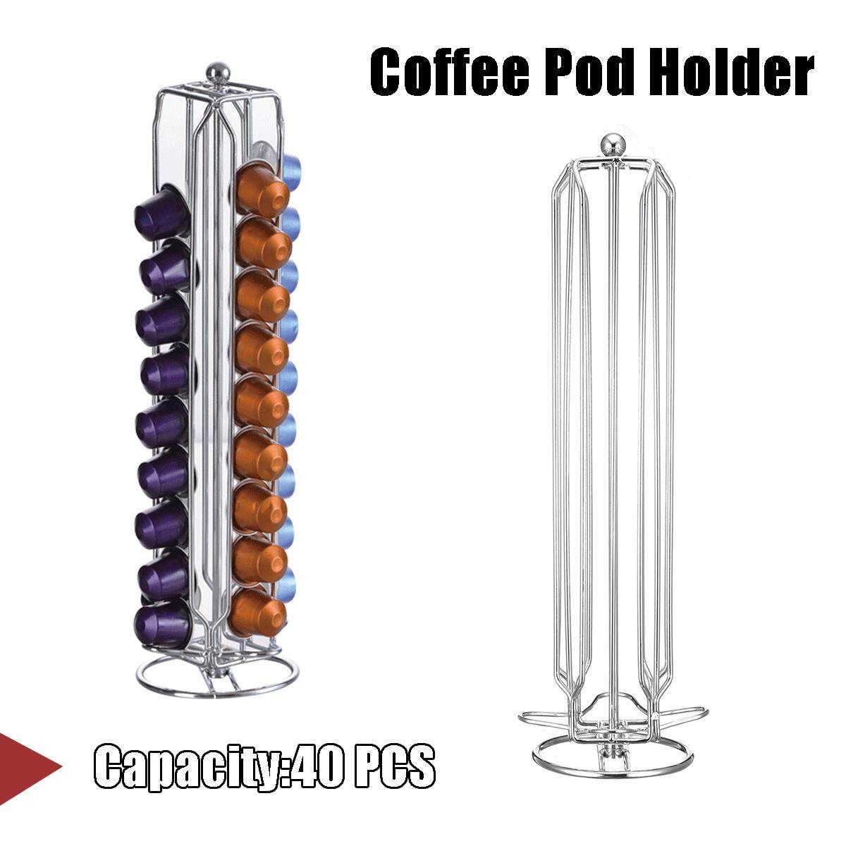 40 Pod Nespresso Coffee Capsule Holder Storage Stand Chrome Tower Mount Rack New