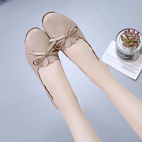 Ladies Fashion Casual Flat Shoes Office Shoes-Apricot