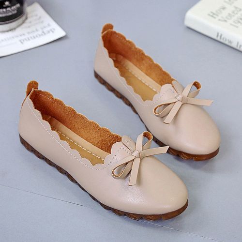 Ladies Fashion Casual Flat Shoes Office Shoes-Apricot