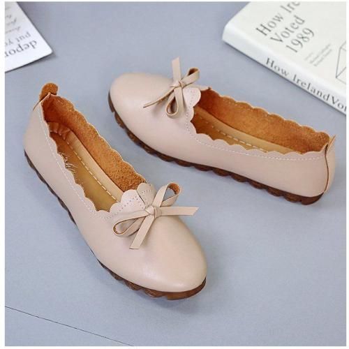 Ladies Fashion Casual Flat Shoes Office Shoes-Apricot