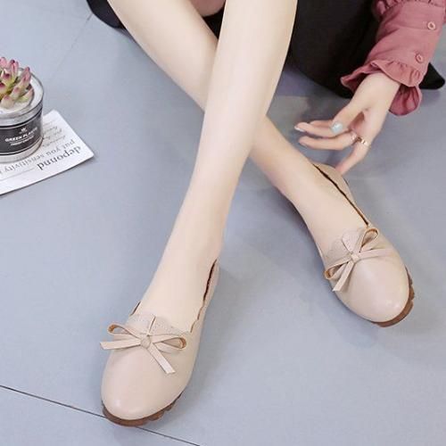 Ladies Fashion Casual Flat Shoes Office Shoes-Apricot