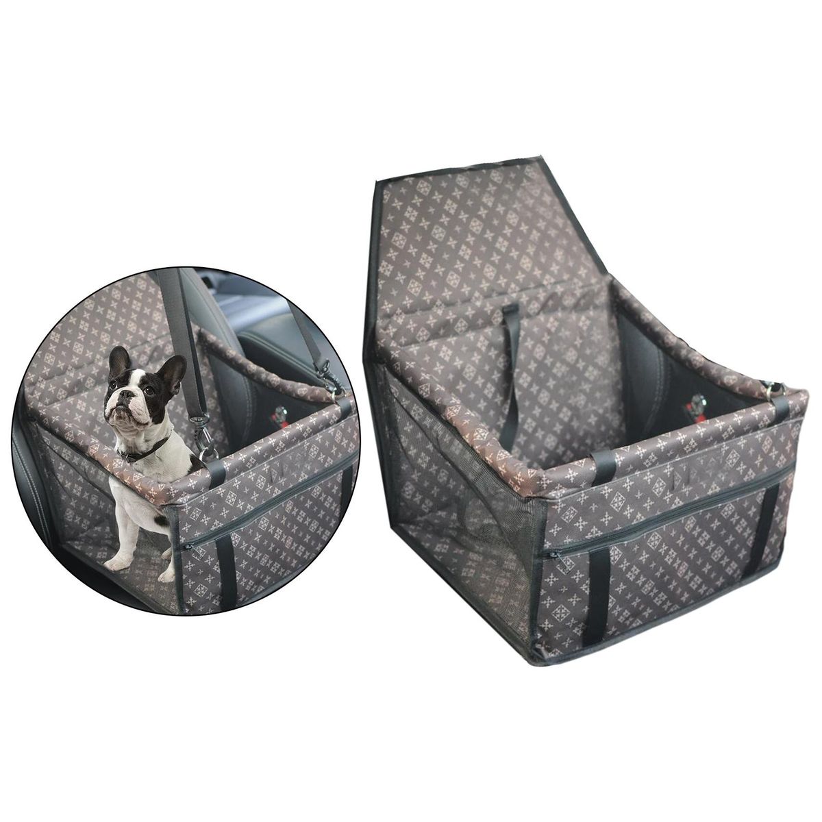 Car Folding Travel Cage Booster Carrier Bag Seat Puppy Pet Dog Brown